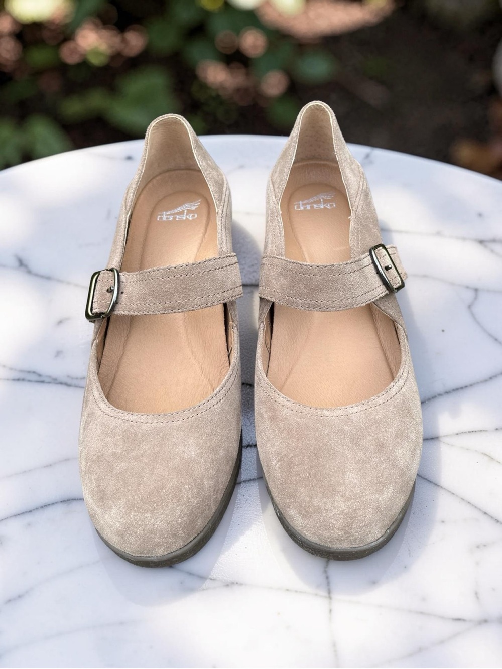 Dansko Mary Jane Wedge Shoes Taupe Suede Leather Comfort EU 40 US 9.5 10